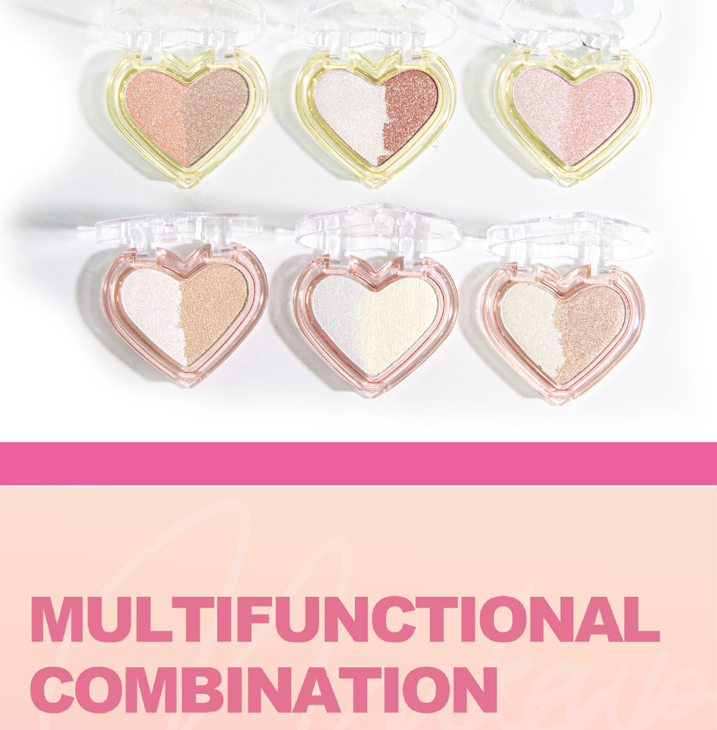 SEVENCOOL Mixed-color Heart-shaped Highlighter Powder, Long-lasting Fine Glitter Contouring Powder, Nose Shadow Brightening and Skin Tone Highlighter and Sparkling Powder pic 6