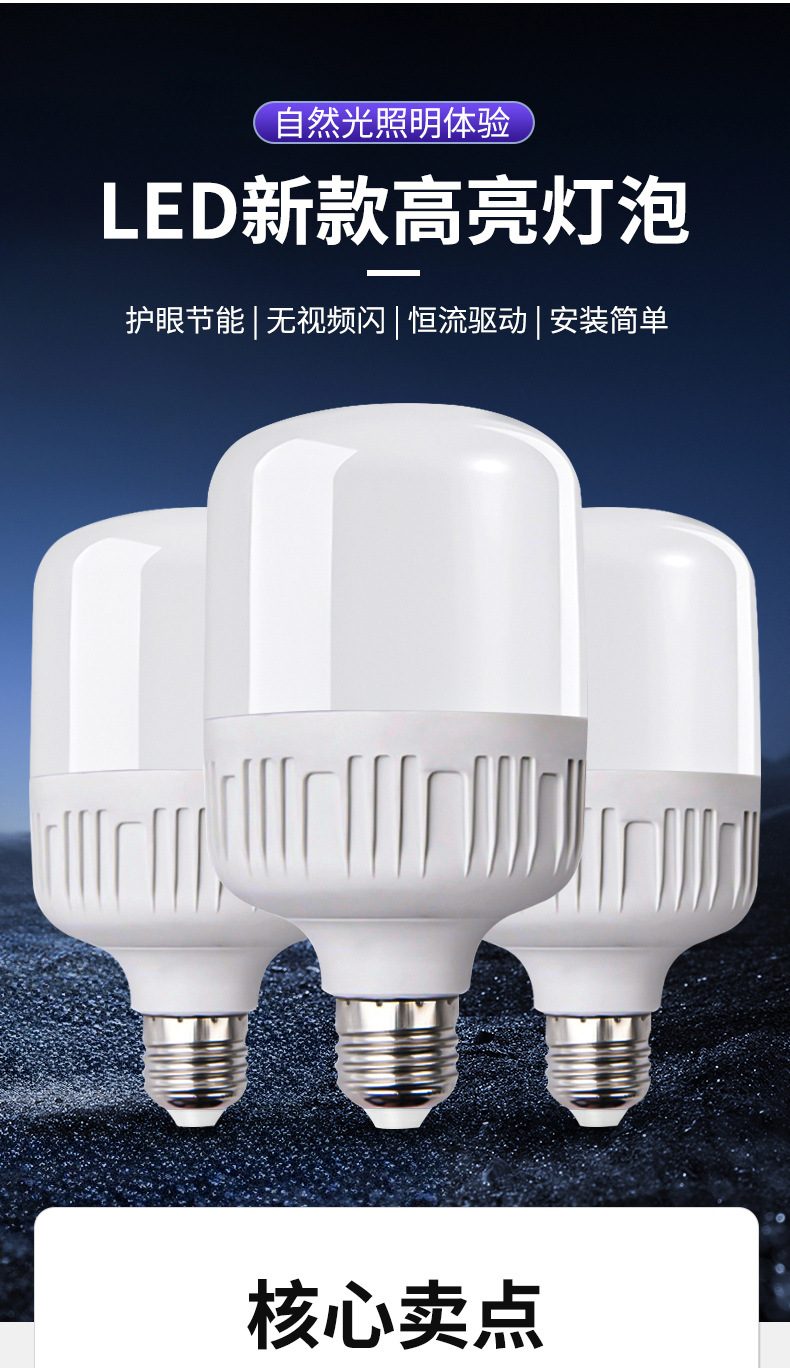 Ultra-bright screw-socket energy-saving led bulb e27 household lighting bulb, high-power three-proof high-rich and handsome energy-saving bulb pic 1