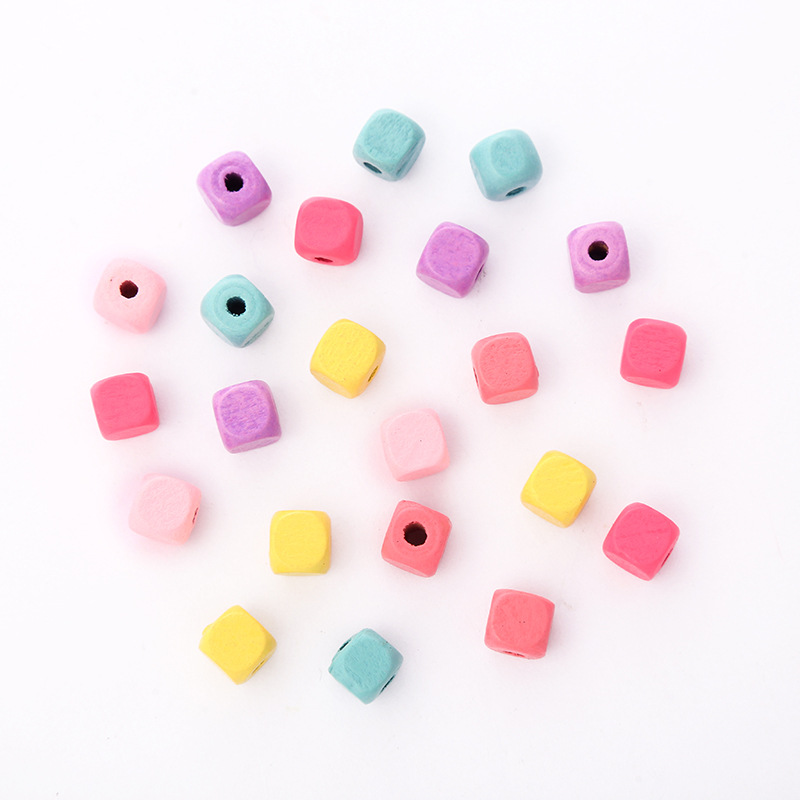 Hemu Color Cartoon Thread Bead Chamfered Square Bead Children's Hand Diy Perforated Bead Loose Bead Accessories Manufacturers Application Scenario