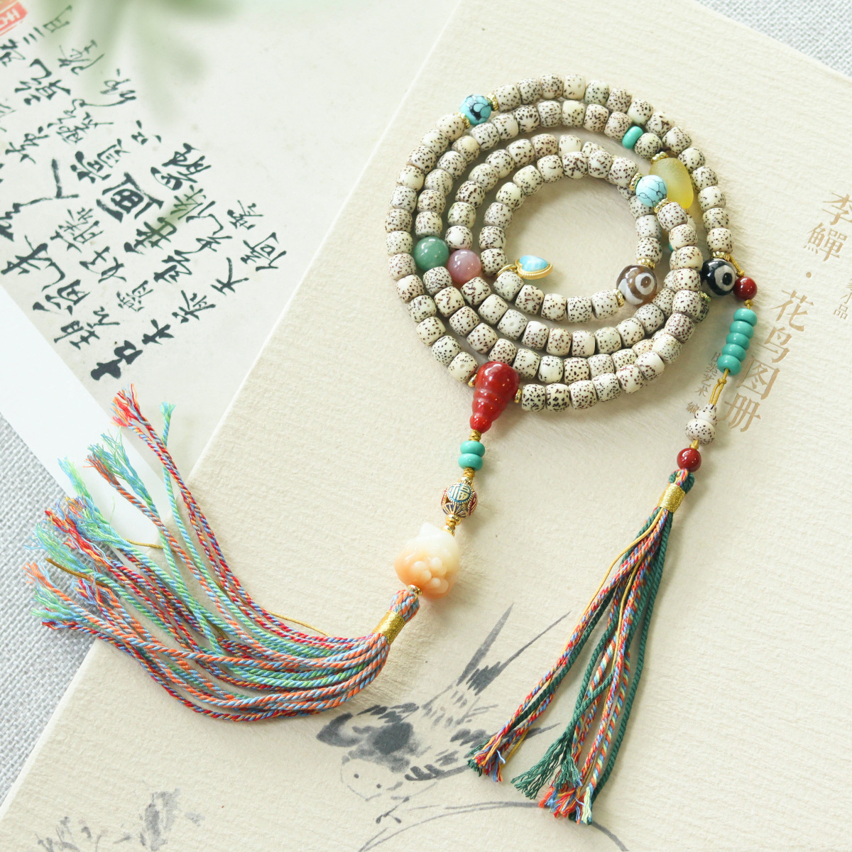 Live Source Wholesale Original Ecological Gold Seed Star Moon Bodhi Bracelet Ethnic Style Play Buddhist Bead Bracelet Necklace details Picture