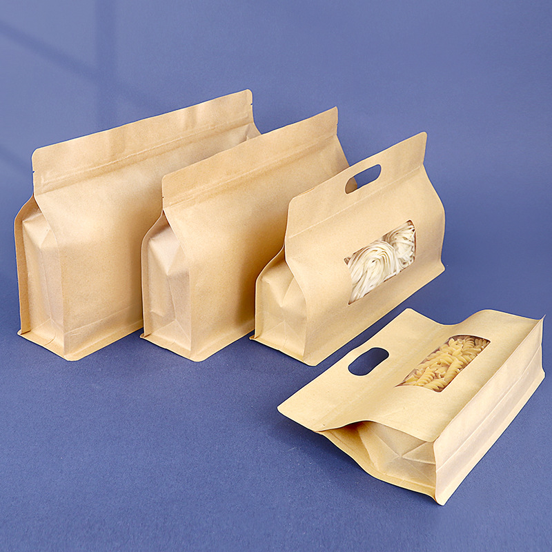 Wholesale of octagonal sealed kraft paper bags, self-sealing bags for dried fruits, large hand-held packaging bags for nuts and snacks Specification image