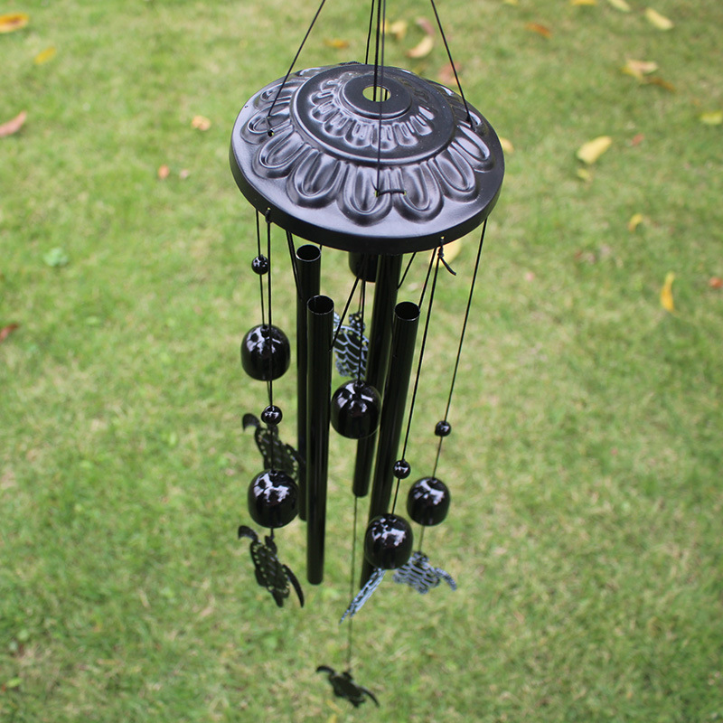Metal Vintage Turtle Wind Chimes Hanging Ornaments Balcony Garden Decorative Gifts Creative Bells Black And White Spot Patterns Cross Borders Application Scenario
