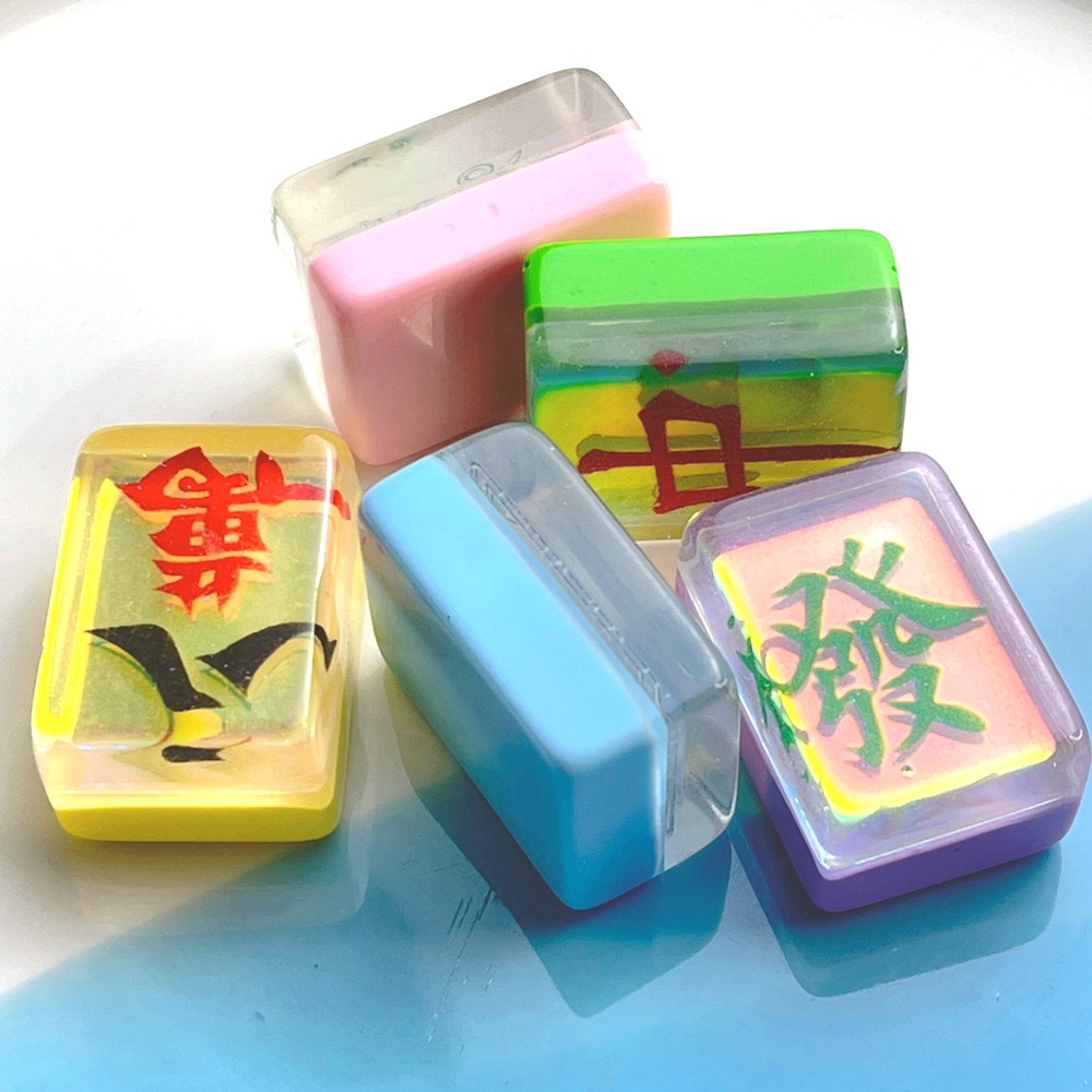 New large transparent mahjong resin accessories DIY cream glue handmade hair accessories mobile phone case refrigerator sticker details Picture