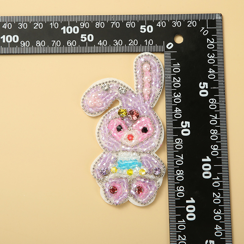 Handmade Beaded Cartoon Rabbit Big White Rabbit Cloth Paste Clothing Shoes And Hats Accessories Diy Accessories Luggage Accessories details Picture