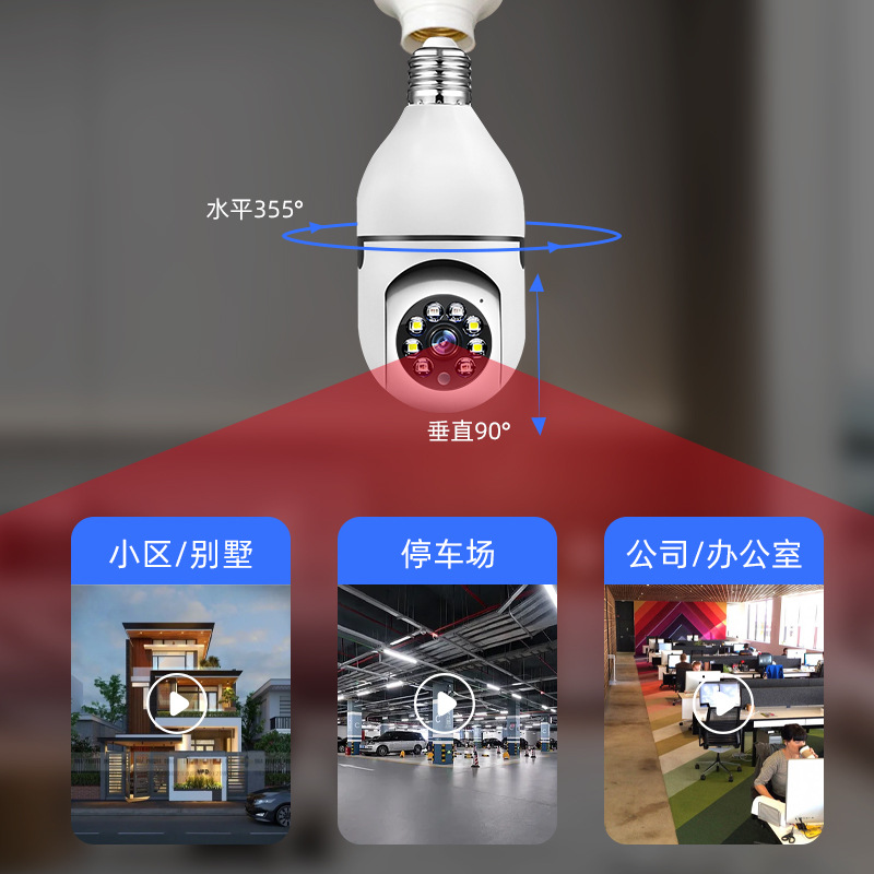 E27灯泡头款外贸热销360监控摄像头无线wifi 智能摄像机跨境专供详情图3