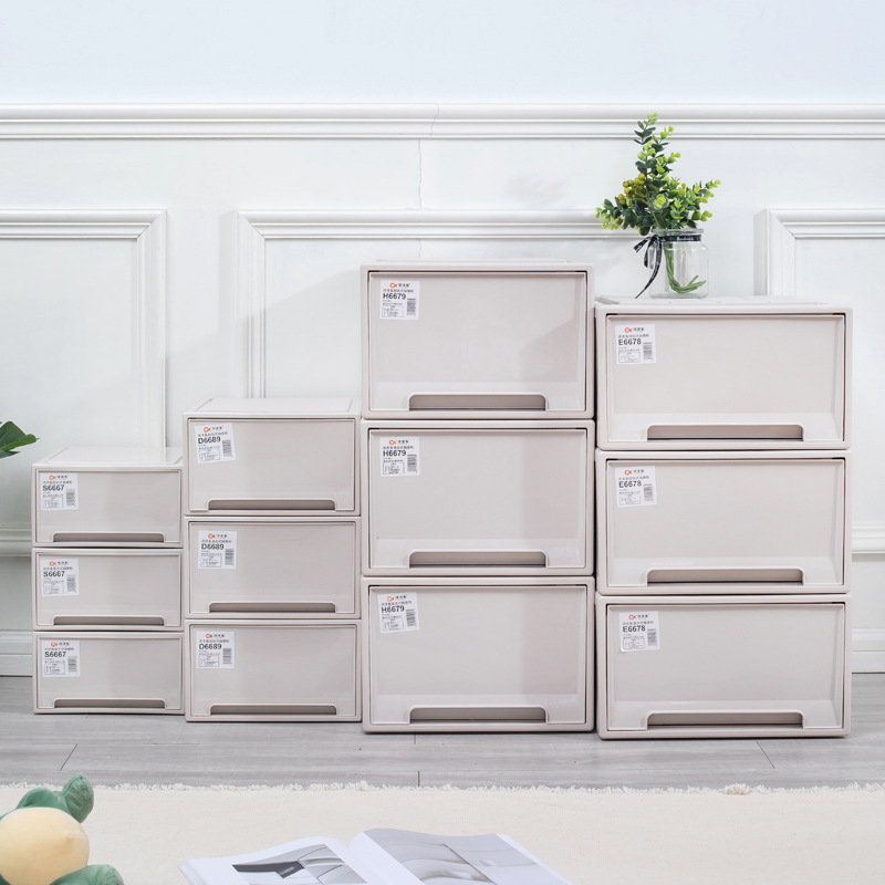 Wholesale thickened drawer storage cabinets, drawer-type storage and organization boxes, household clothing storage boxes, transparent shoe boxes details Picture