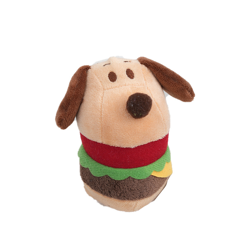Cute hamburger dog figurine pendant, plush toy keychain, creative hamburger dog figurine toy manufacturer supplies Item Picture