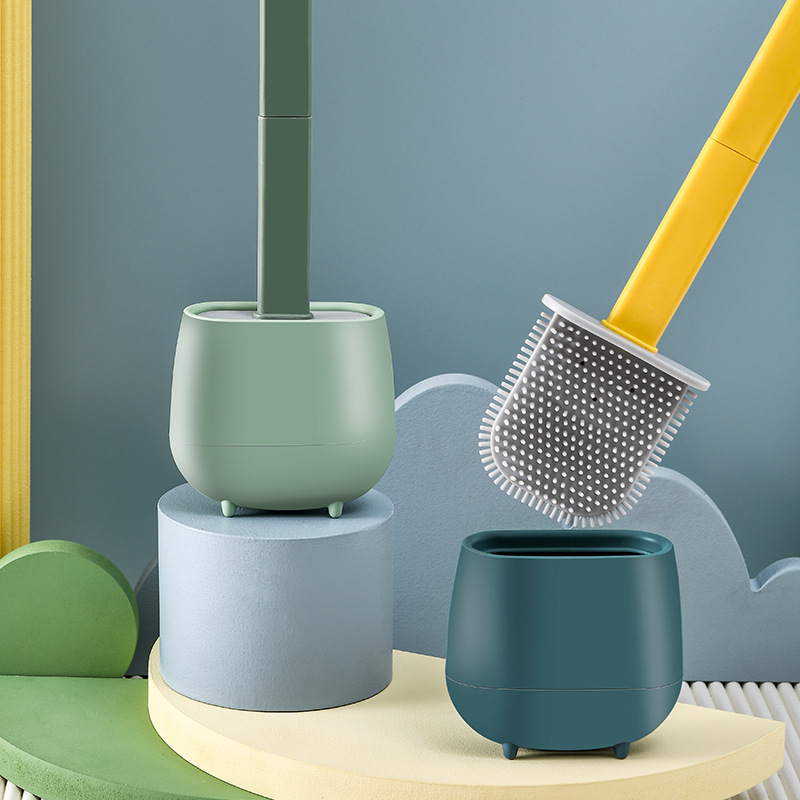 Household Simple Toilet Brush Set Can Wall Hanging Plastic No Dead Corner Toilet Brush Daily Necessities Long Handle Cleaning Brush details Picture