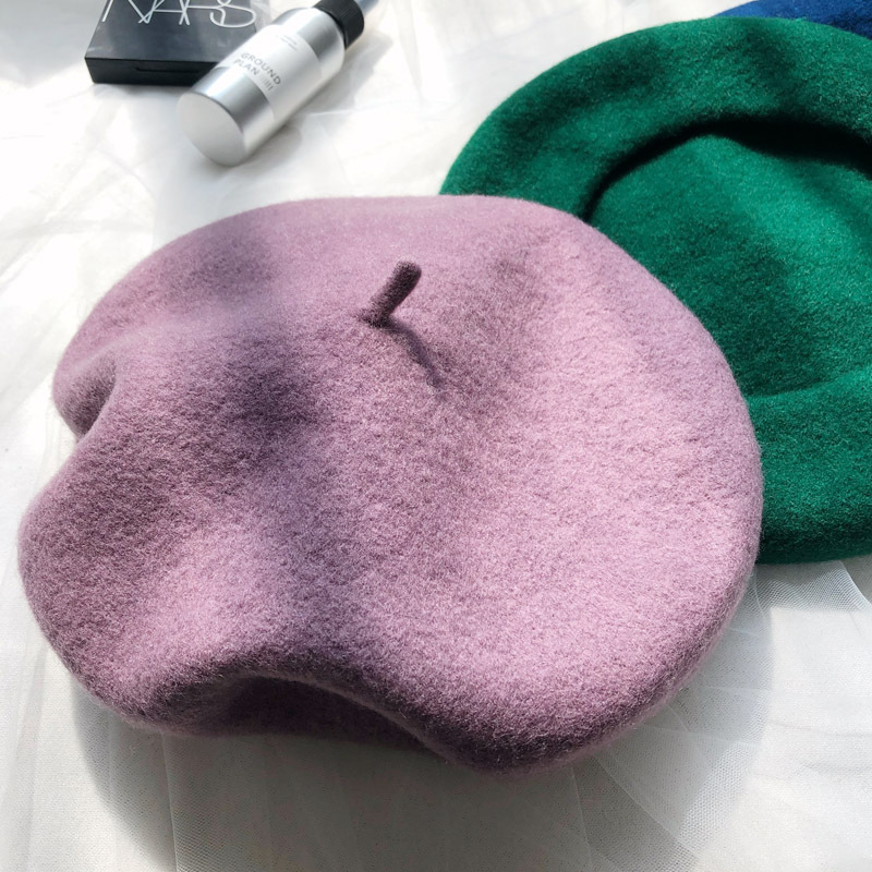 Wool Beret Woman Autumn Winter Korean Version Japanese Sweet Lovely Bud Hat British French Painter Hat Wool Hat Specification drawing