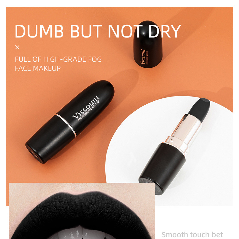 跨境爆款欧美万圣节口红哥特风节庆黑色哑光口红持久显色创意妆详情7