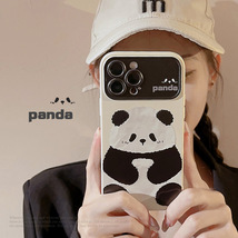 黑白熊猫适用苹果14promax手机壳iphone15全包11创意趣味12代发13