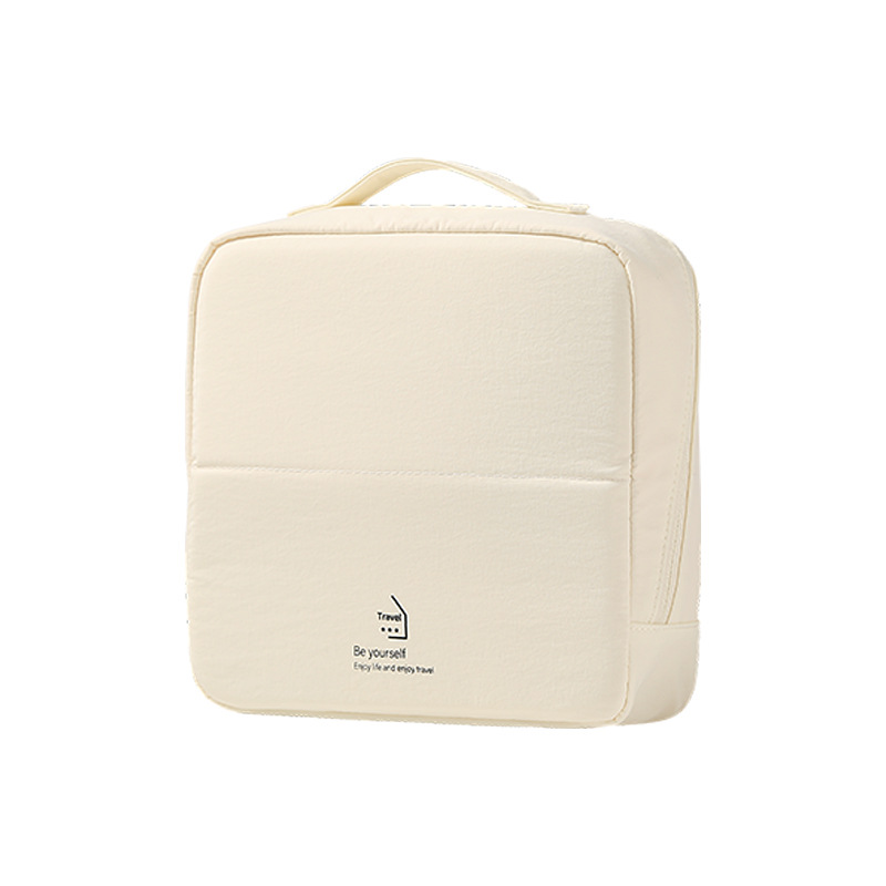 Folding makeup bag, large opening, standing, large capacity, waterproof cosmetics storage bag, office desktop organizing bag, pen case Item Picture