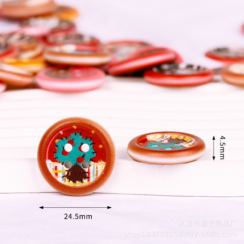 Fashionable and artistic double-sided printed round buttons, four-eye buttons, versatile diy shirts, sweaters, hair accessories, decorative items details Picture