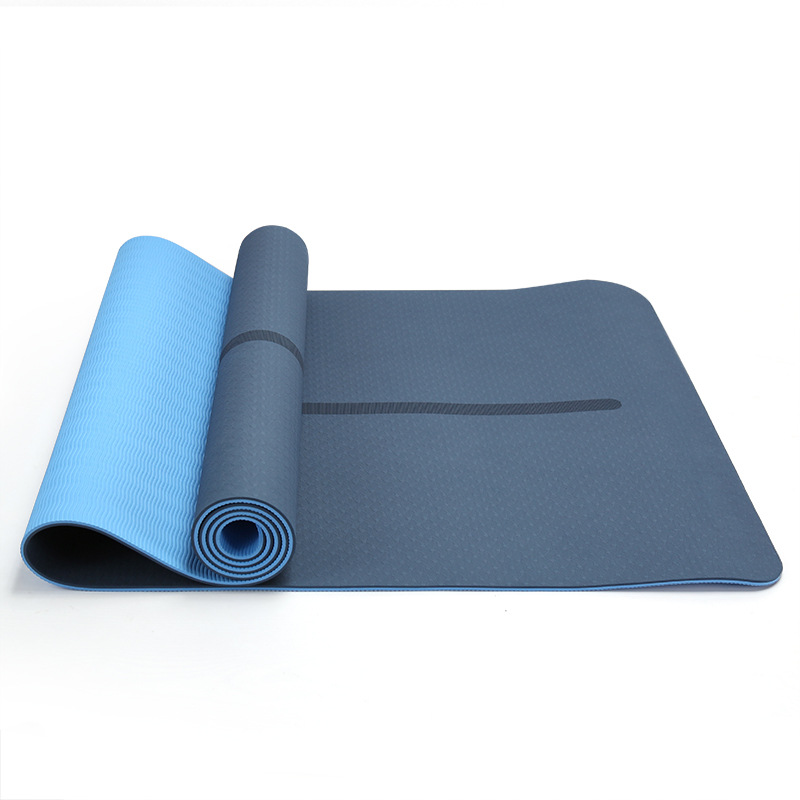 tpe瑜伽垫厂家直售双色位线激光logo高弹环保防滑初学者瑜伽垫详情图5