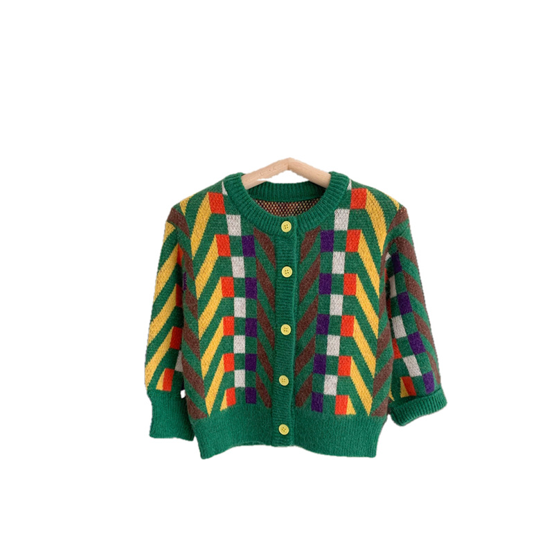 Children's Spring and Autumn Sweater 2022 Korean-style chanel-style cardigan sweater thick and trendy small and medium-sized children's coat top Item Picture