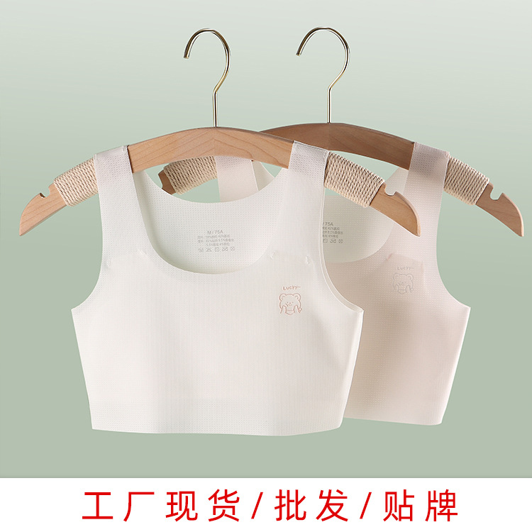 Developmental girls' bras, primary and junior high school students' and older children's underwear, seamless, comfortable, thin vest, women's strapless children