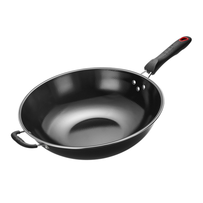 Fábrica al por mayor pearl true no-rust wok wok wok esmalte wok stand de piso happy jiangho utensilios de cocina comercio exterior wok