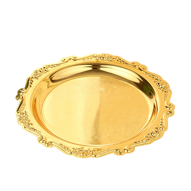 铁艺金色浮雕/托盘/收纳白底实物图