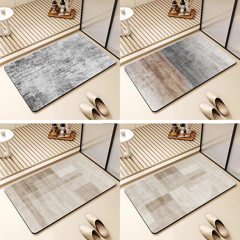 跨境亚马逊硅藻泥地垫侘寂风浴室防滑垫卫生间门口吸水垫厂家直供