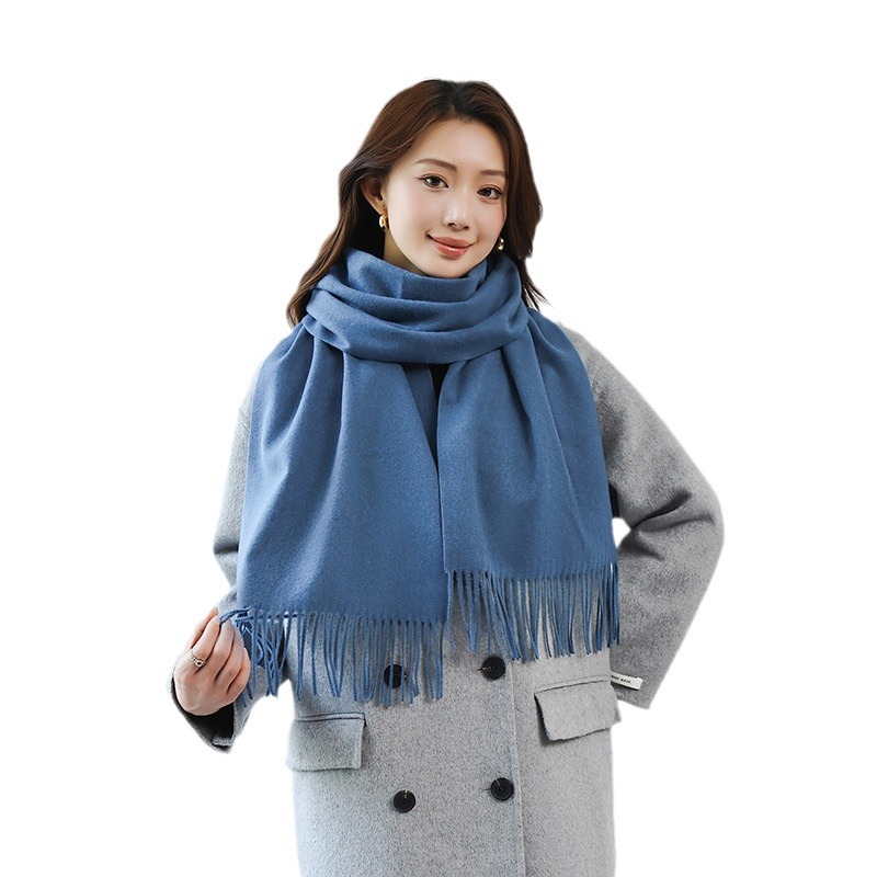 Woolen Scarf Women Winter High-Grade Sense 2024 New Cashmere Scarf With Thick Warm Solid Color Scarf Wholesale Item Picture