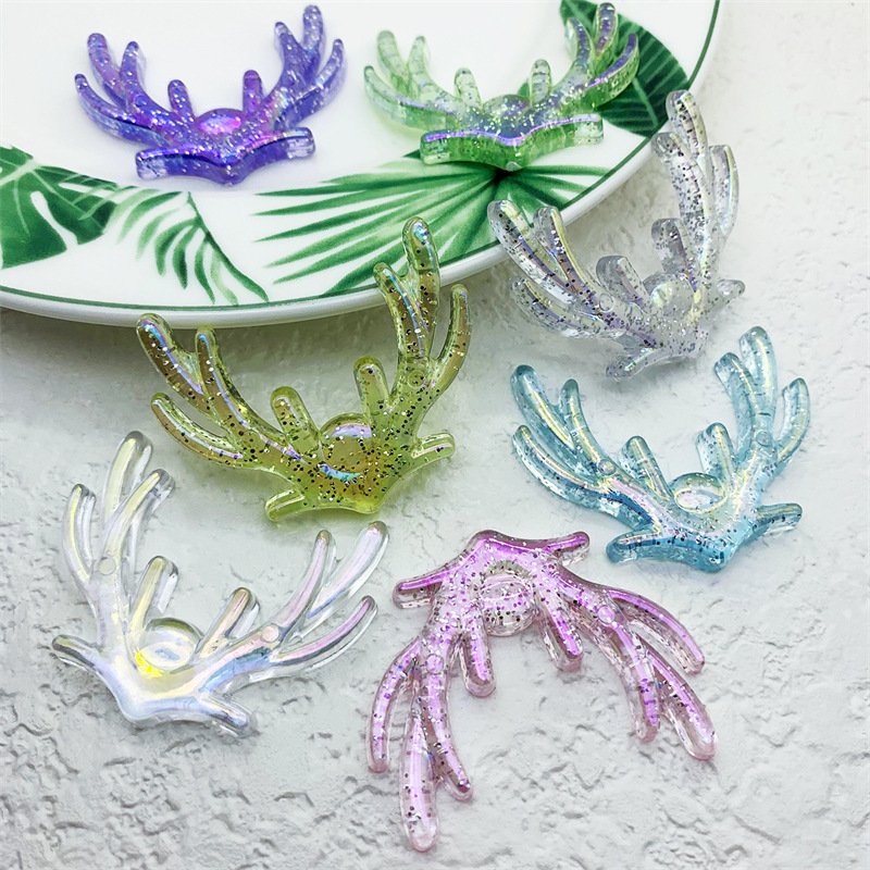 New glitter and iridescent three-dimensional deer head acrylic patch creative DIY decorative hair clip, phone case accessory Specification image