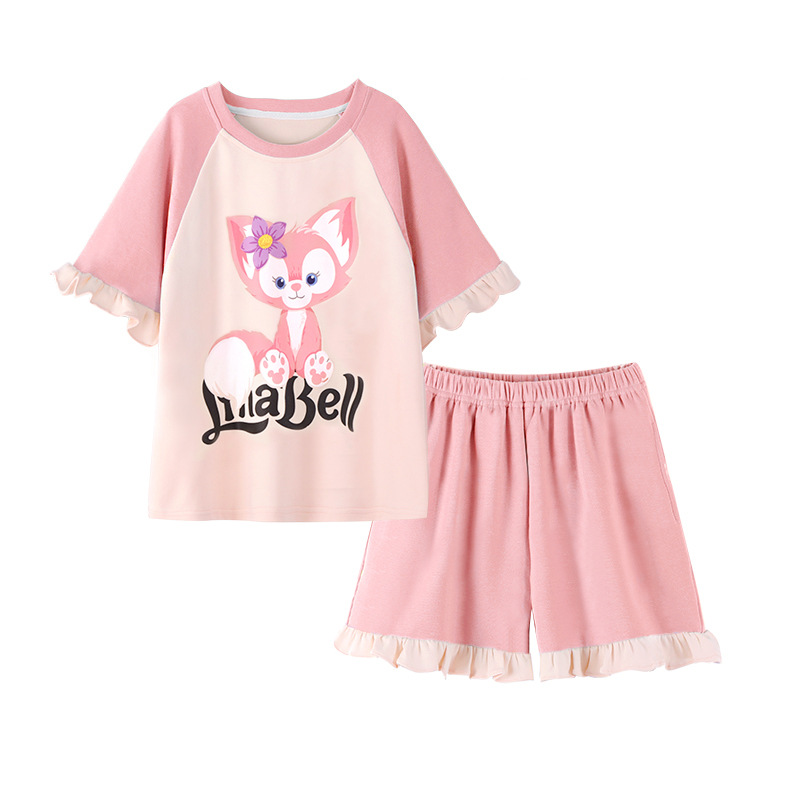 Children's pajamas, girls' summer short-sleeved, thin, pure cotton princess, girls' and children's summer baby home wear set Item Picture