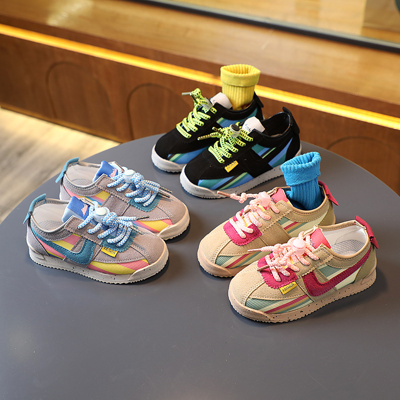 童鞋阿甘鞋2022秋季新款女童韩版跑步鞋系带男童运动鞋批发代发潮