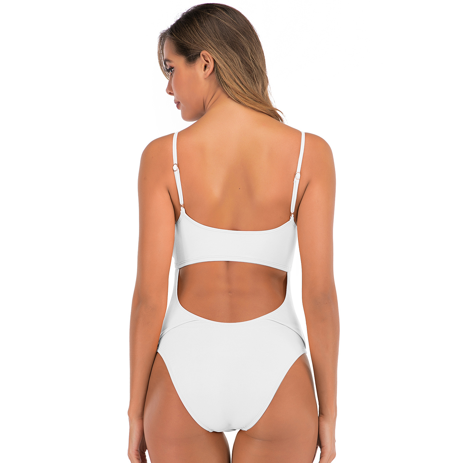 2023 New Bikini Swimsuit Europe And The United States Foreign Trade Swimsuit Solid Color One-Piece Swimsuit Backless One-Piece Swimsuit Female Foreign Trade Application Scenario