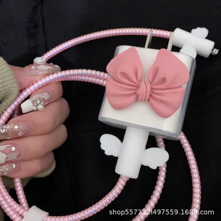蝴蝶结数据线保护套手机壳树脂小配件DIY奶油胶公仔冰发夹装饰细节图