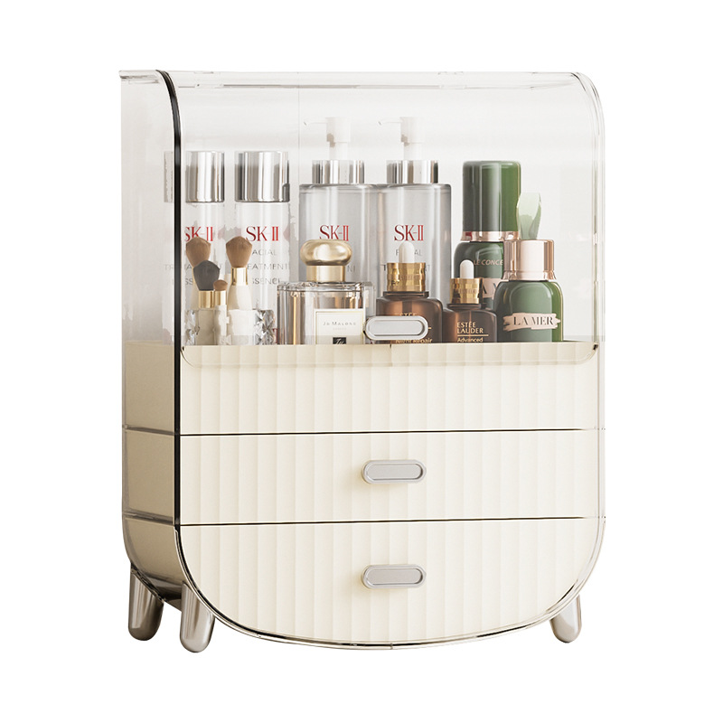 Drawer type cosmetic storage box Plastic desktop transparent dust storage rack Skin care organizer 01237-106 Item Picture