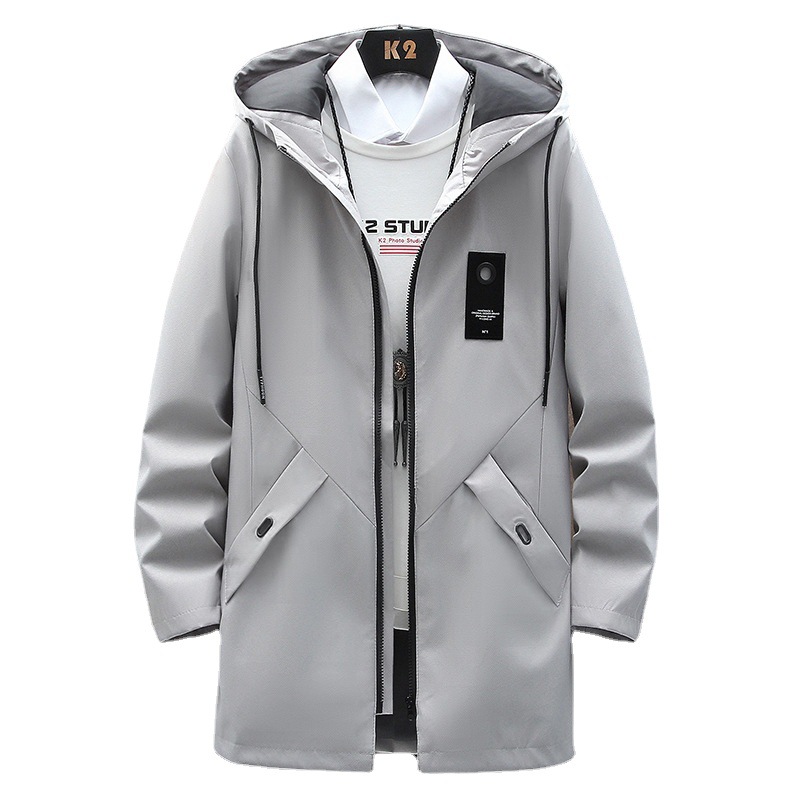 Hombre abrigos otoño 2023 nuevo hombre chaquetas korea slim casual con capucha primavera otoño medio largo trench Item Picture