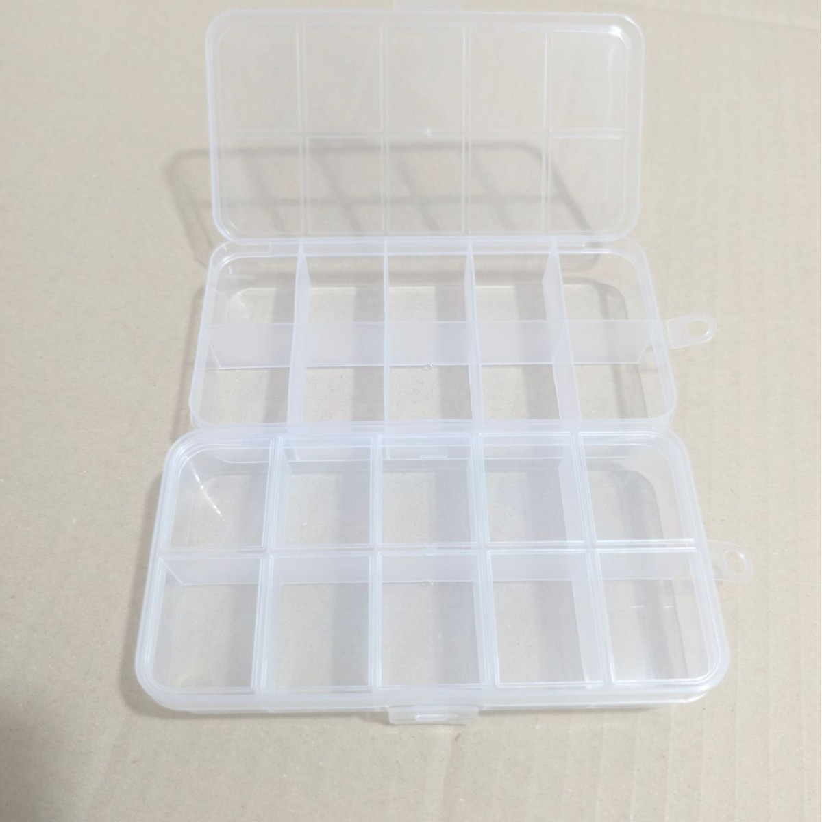 小号10格固定分格透明鱼具盒药盒饰品串珠鱼钩螺丝分类塑料收纳盒