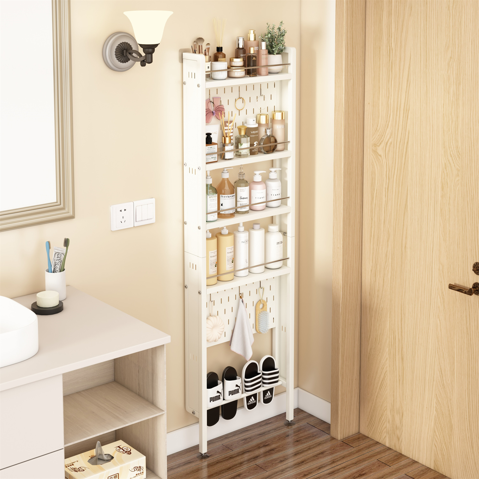 New non-drilling bathroom storage rack, bathroom toiletries storage rack, bathroom soap wall-mounted storage rack details Picture