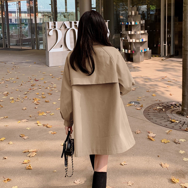 Autumn and winter double-layer windbreaker coat for women, mid-length style 2022 new women's top coat, petite British-style coat details Picture