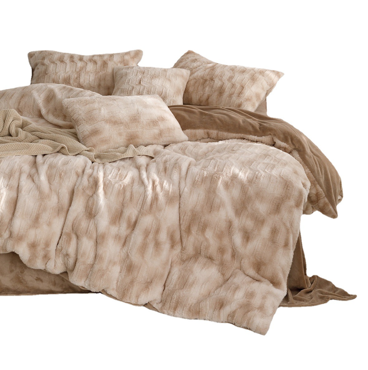 High-end Class A thickened rabbit plush bed set, milk baby plush bedding, plush duvet cover, winter coral plush 4 Item Picture