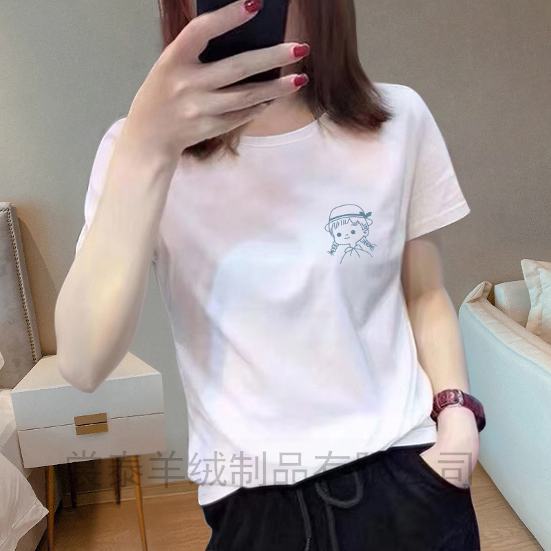 白色休闲纯棉短袖t恤女夏季新款韩版体恤设计感小众别致T恤衫