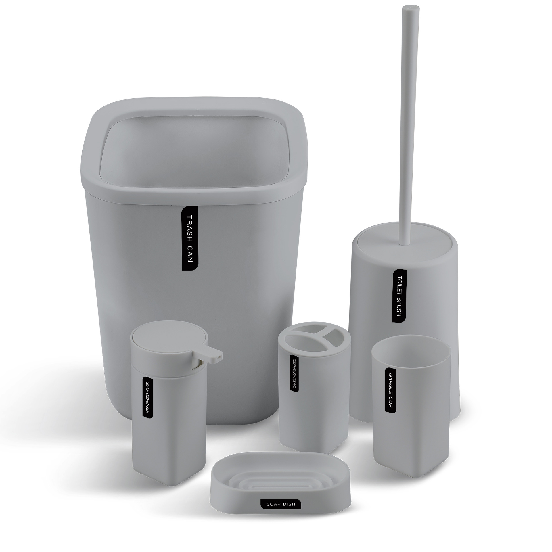 Six-piece bathroom supplies set: Round and square, mouthwash cup, tooth brush holder, soap box, bathroom storage, bathroom toiletries set Item Picture