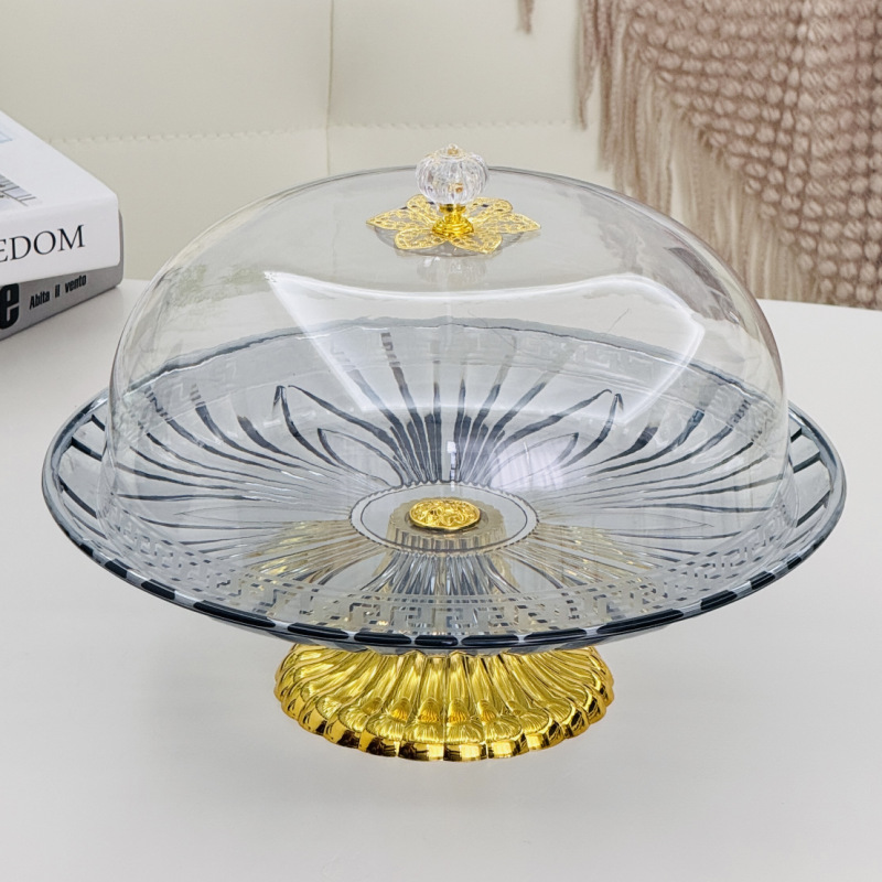 European-style plastic fruit plate, cake plate, fruit plate, pastry plate with lid, dried fruit plate, high feet, creative thickened large European-style plastic fruit plate, cake plate, fruit plate, pastry plate, household, with lid, high feet, creative thickened large