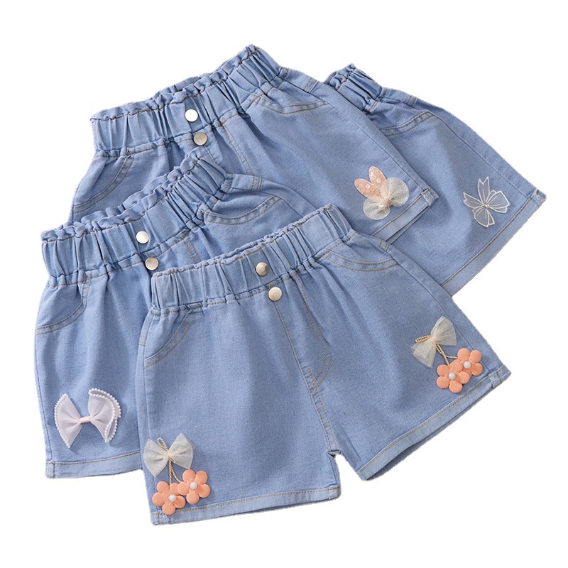Girls' denim shorts for summer 2022, new outerwear pants, baby girls' summer thin style, medium and large children's shorts Item Picture