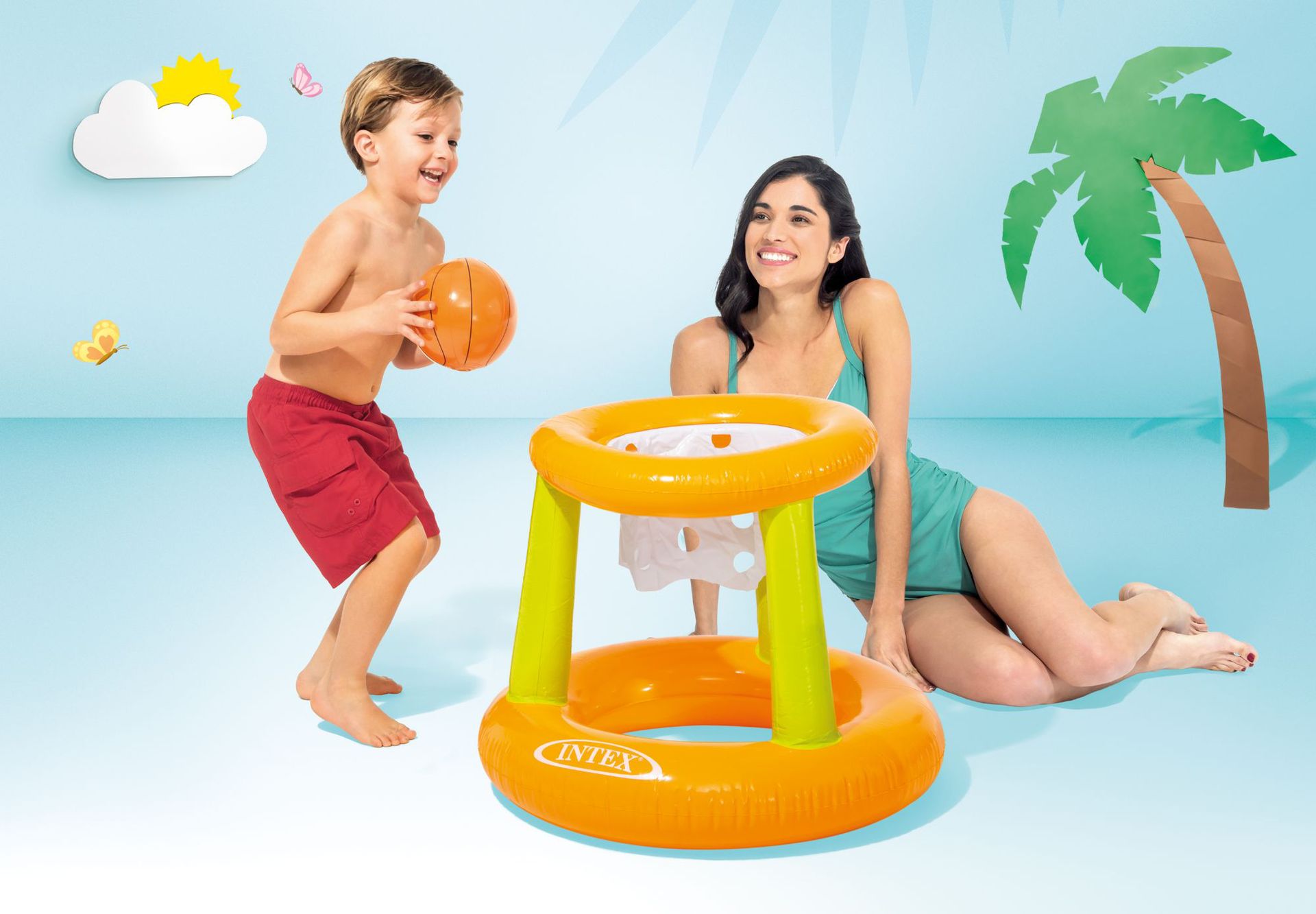 INTEX 58504 Children's Floating Game Inflatable Water Basketball Set Inflatable Water Play Toys for Water sports details Picture
