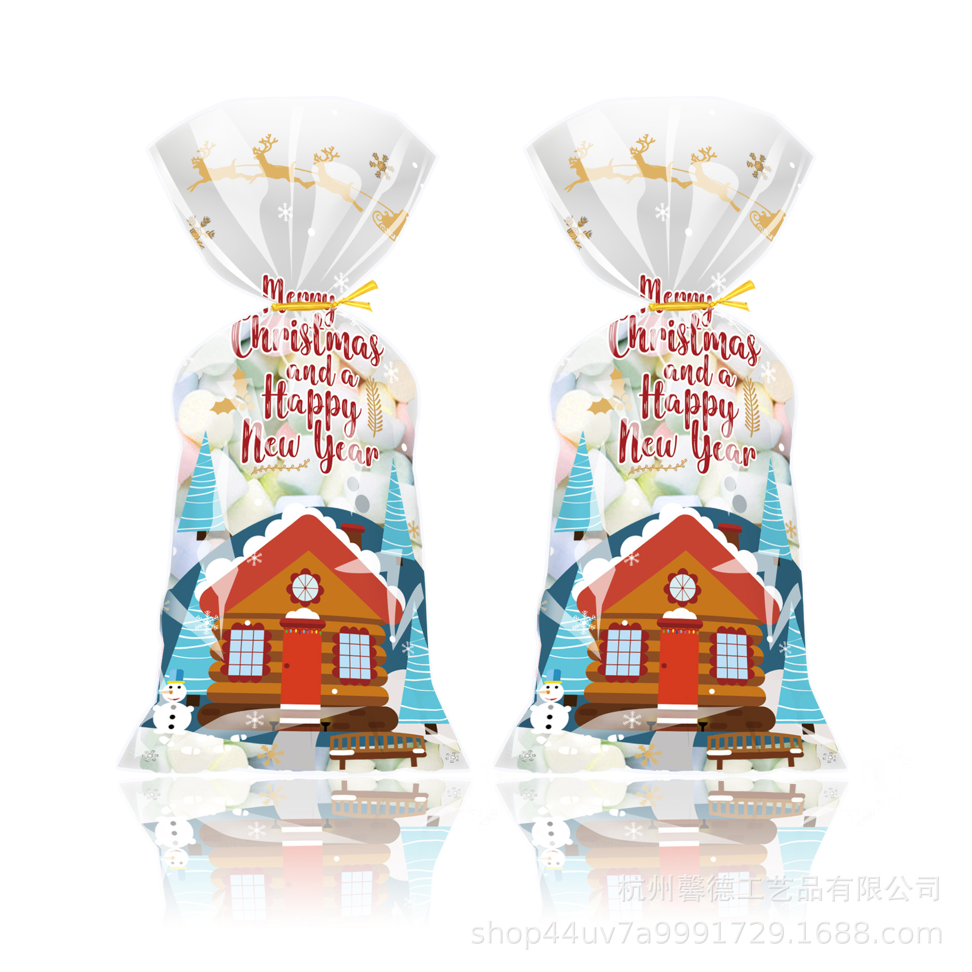 SL005 Merry christmas mary christmas Snowman Party Candy Gift Transparent OPP Plastic Bag details Picture