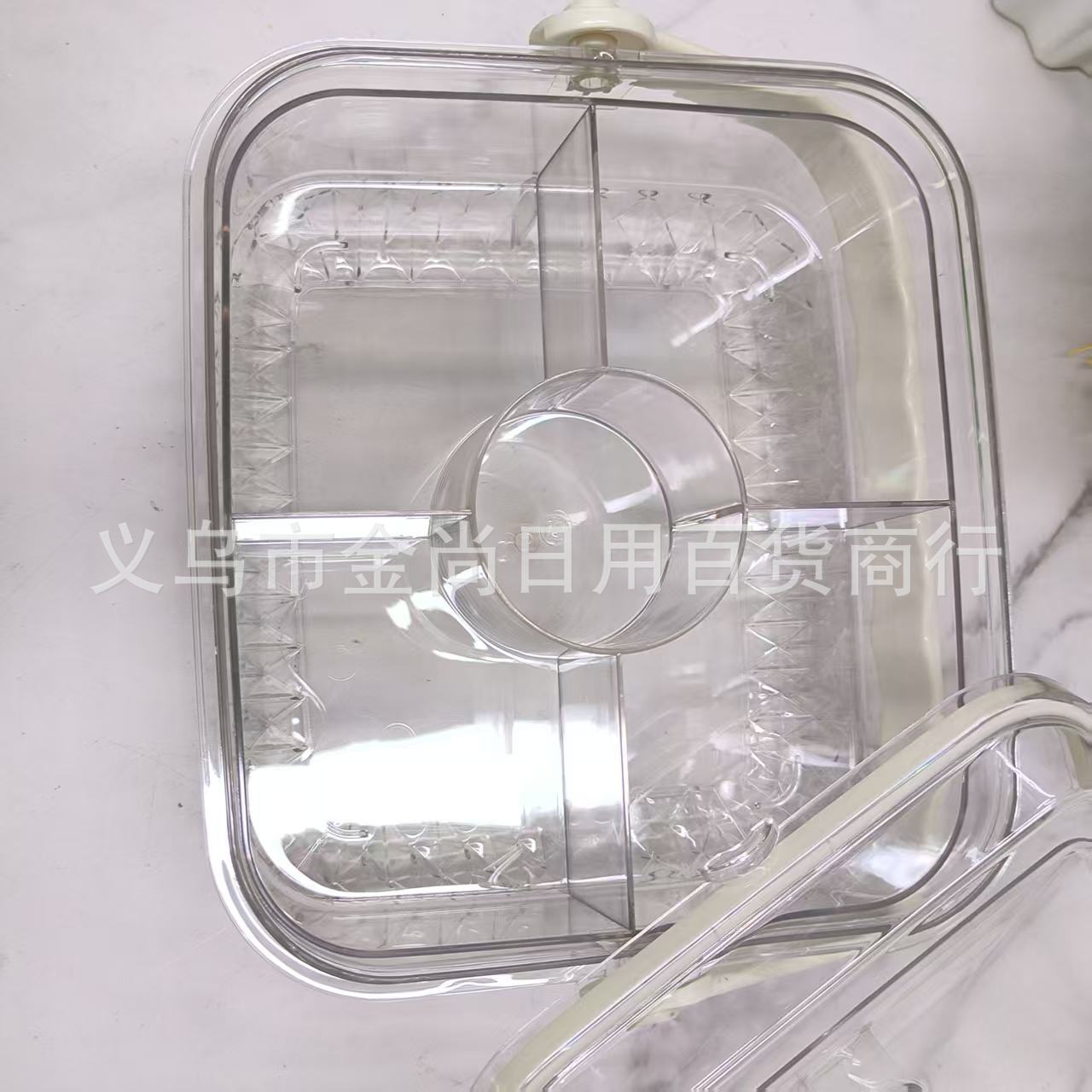 Wholesale of new hand-held square PET double-layer transparent snack and fruit ice bucket preservation boxes in kraft paper boxes Specification drawing