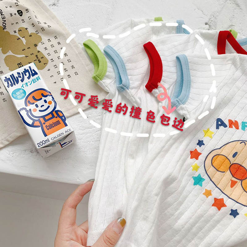 2022 Summer new pure cotton children's breathing cotton short-sleeved set, baby T-shirt and shorts cartoon home children's wear details Picture