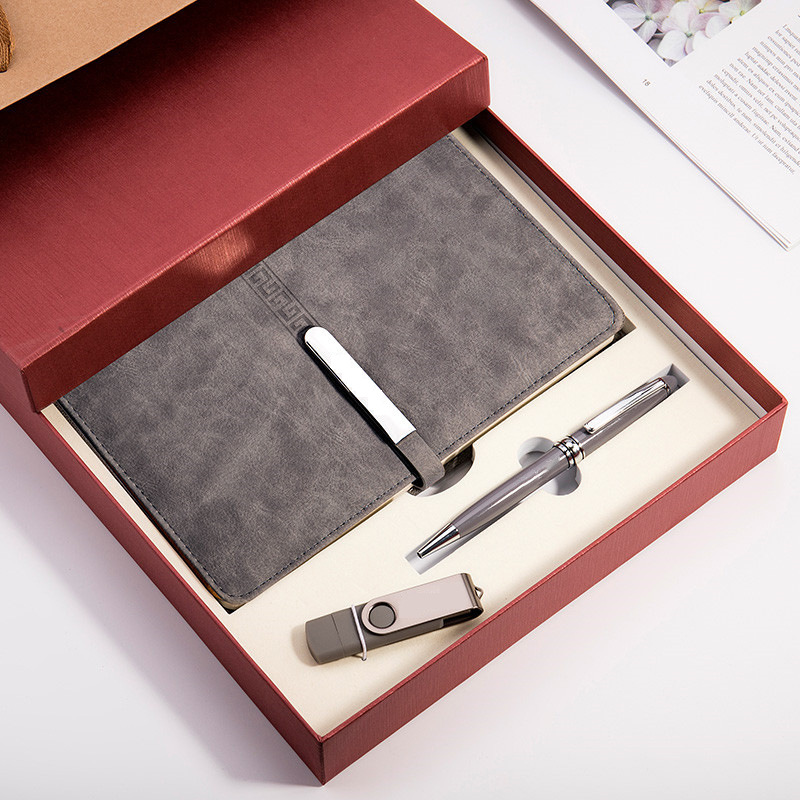 Business Gift Set a5 Notebook 3-piece set, Notepad, USB Flash drive, Metal Pen Set, Corporate gift ogo details Picture