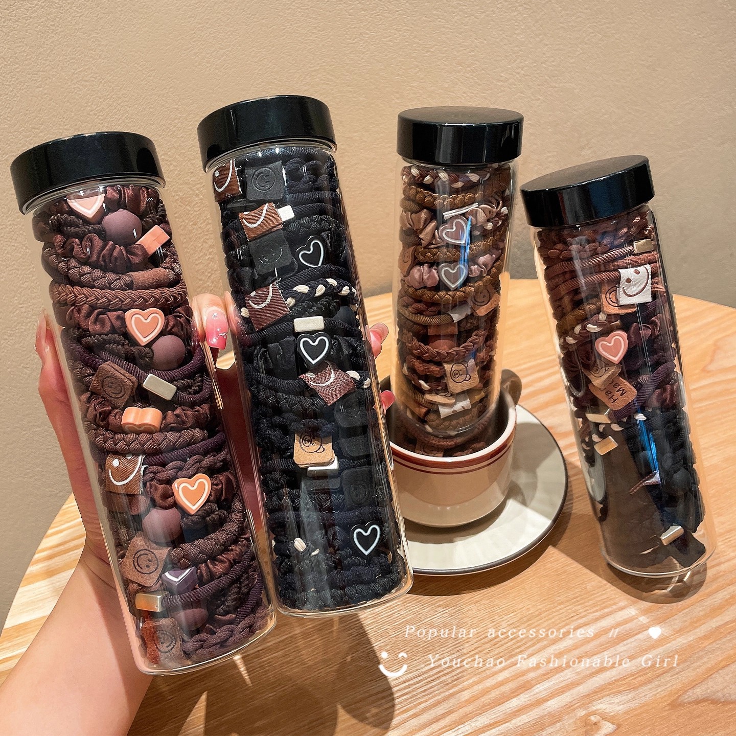 Children's hair bands that won't hurt babies' hair, hair ties for women with a high-end feel, Maillard hair ties, cartoon ponytail hair bands, hair ties and hair accessories details Picture