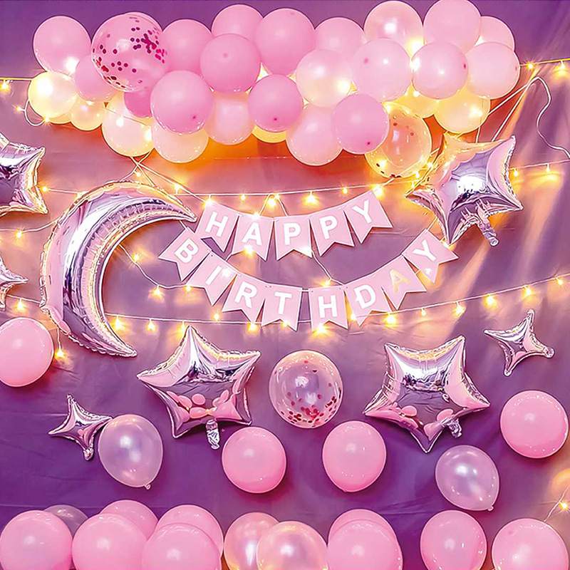 生日装饰气球 小朋友派对生日布置气球 儿童宝宝卡通气球主题套装图