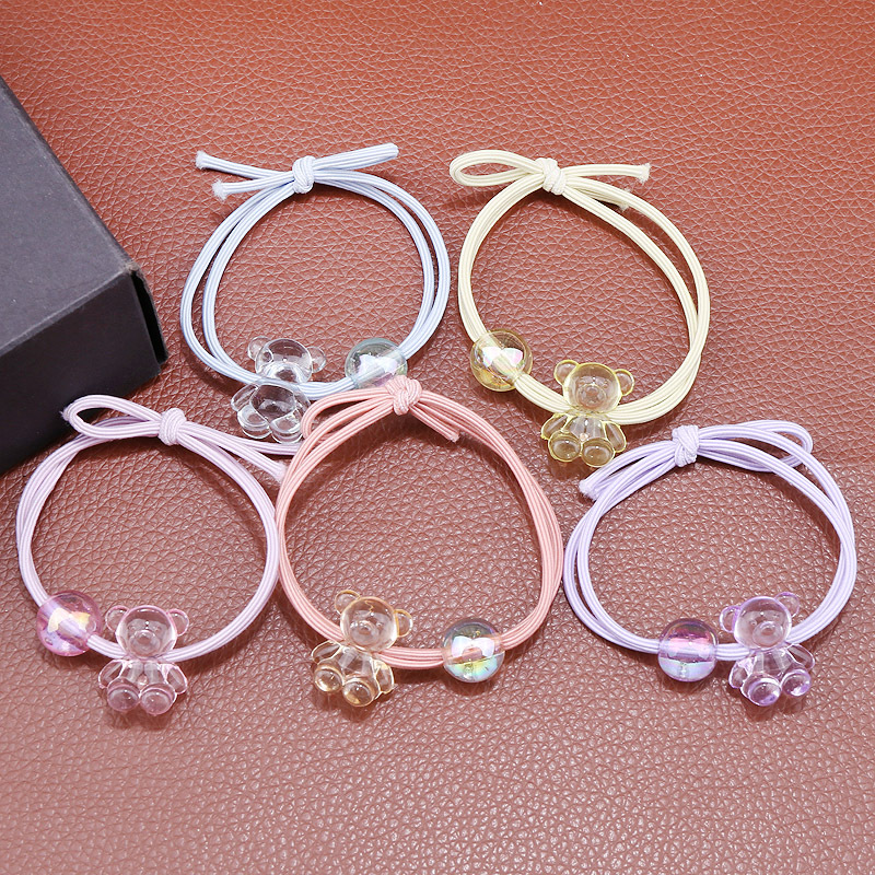Korean version of ins hair band, acrylic cartoon crystal bear hair tie, female student 2-yuan rubber band hair tie and bracelet, dual-purpose details Picture