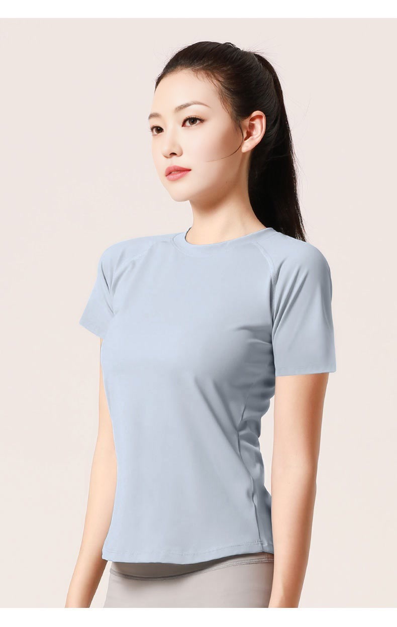 新款背网纱瑜伽短袖运动健身服显胸塑型户外跑步透气T恤女运动内衣详情11