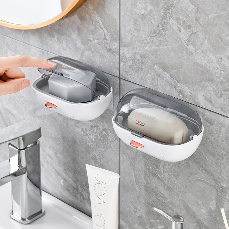New flip-top soap box, no water accumulation, no need for drilling, wall-mounted draining and storage, bathroom and toilet soap box