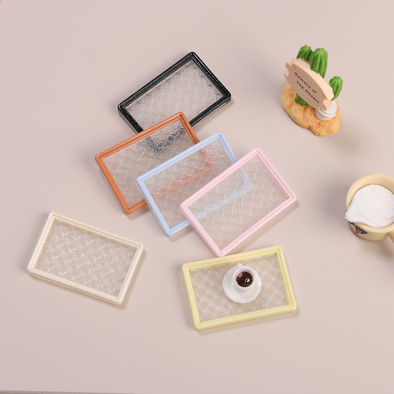 树脂配件批发童趣手工diy奶油胶饰品创意小摆件透色方形美观盘子